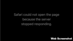 An error message is seen while trying to connect to the VOA Dari site, in this screengrab.