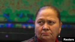 La jefa del Ministerio Pública, Consuelo Porras, cuando era magistrada adjunta de la Corte Constitucional, en Ciudad de Guatemala, el 7 de mayo de 2018.