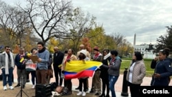 Organizaciones defensoras de los derechos de los migrantes lanzan una campaña que busca obtener un alivio migratorio para los colombianos que se encuentran indocumentados en los Estados Unidos., en noviembre de 2022 [Foto: Cortesía organizaciones]