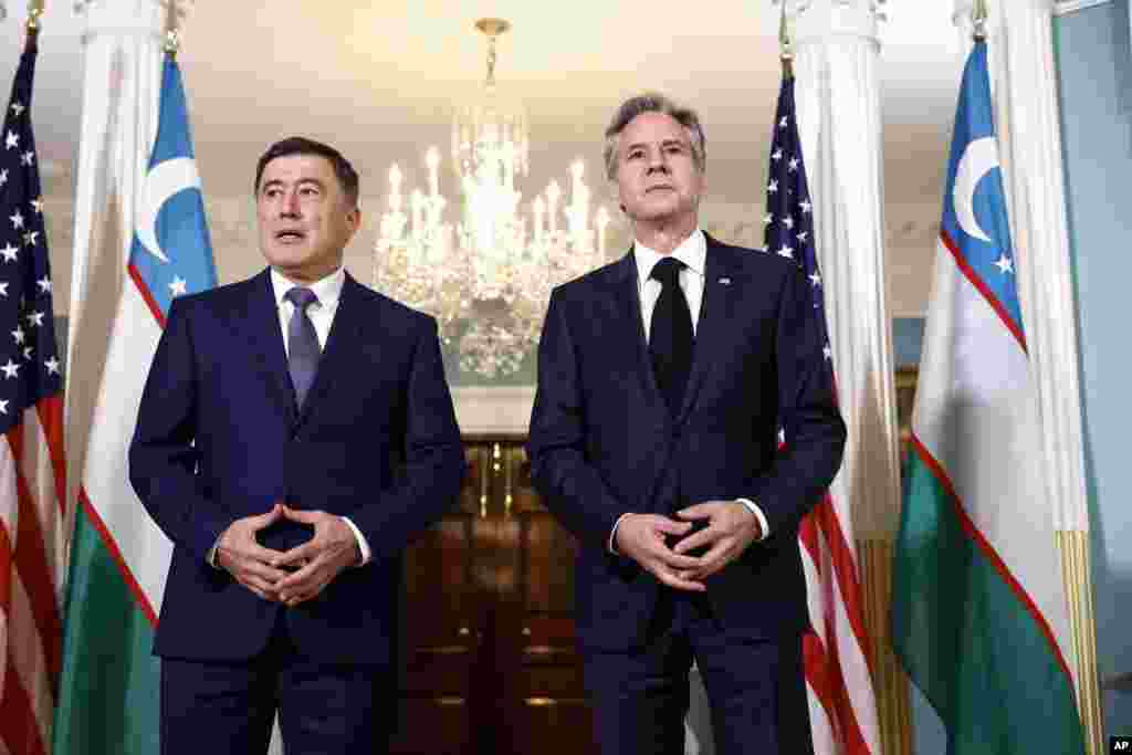 AQSh Davlat kotibi Entoni Blinken va O'zbekiston Tashqi ishlar vaziri Vladimir Norov, Vashington, 12-dekabr, 2022