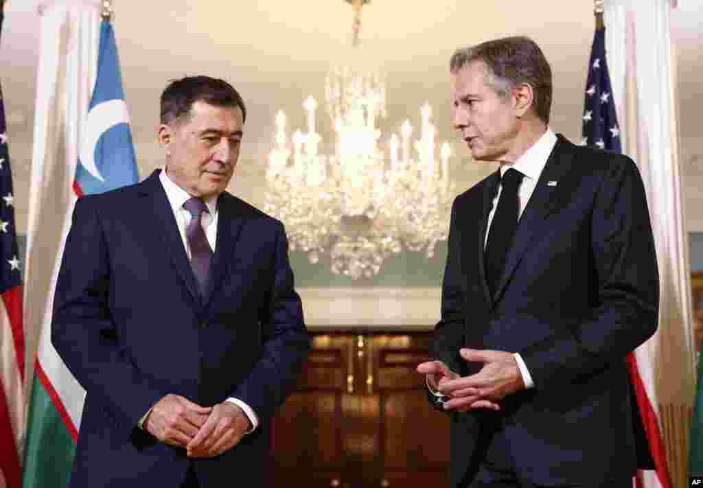 AQSh Davlat kotibi Entoni Blinken va O'zbekiston Tashqi ishlar vaziri Vladimir Norov, Vashington, 12-dekabr, 2022