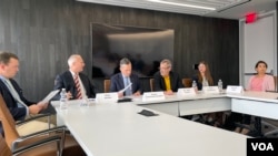 美台商業協會與2049項目研究所2022年6月8日發布媒體半導體供應鏈夥伴關係初步報告 （美國之音鍾辰芳拍攝）