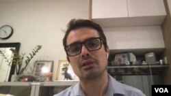 Raffaello Pantucci is pictured during his remote interview with VOA. 