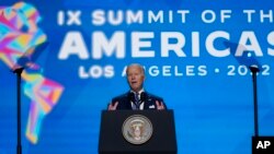 ប្រធានាធិបតី​សហរដ្ឋ​អាមេរិក​លោក Joe Biden ថ្លែង​បើក​​កិច្ចប្រជុំ​កំពូល​​ទ្វីប​អាមេរិក (Summit of the Americas) ​នៅ​​ក្នុង​ទីក្រុងLos Angeles រដ្ឋ California កាល​ពី​ថ្ងៃ​ទី​៨ ខែ​មិថុនា ឆ្នាំ​២០២២។