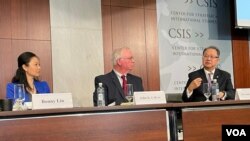 專家在美國智庫戰略與國際研究中心討論美中台關係。(2022年8月17日，美國之音鍾辰芳拍攝）