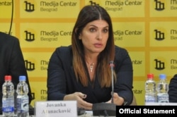 Jovanka Atanacković, državna sekretarka u Ministarstvu rudarstva i energetike, na tribini "Energetska tranzicija Srbije u svetlu novih izazova", u Medija centru, u Beogradu, 20. septembra 2022. (Foto: Medjacentar Beograd)