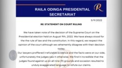 Raila Odinga asema anaheshimu uamuzi wa mahakama