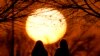 ARCHIVO - Personas miran la puesta de sol en un parque en un día inusualmente cálido, el 25 de febrero de 2024, en Kansas City, EEUU. 