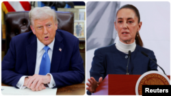 Kombinasi foto: Presiden AS Donald Trump dan Presiden Meksiko Claudia Sheinbaum 