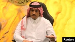 FILE - Qatar's Foreign Minister Sheikh Mohammed bin Abdulrahman Al Thani, pictured in Doha, Nov. 26, 2016, recently discussed improving relations with Iran with his counterpart in the Tehran government, according to the Qatari foreign ministry's information office.