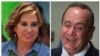 ARCHIVO - En esta combinación de imágenes de archivo aparecen los candidatos a la presidencia de Guatemala Sandra Torres, en Villanueva, Guatemala, el 14 de junio de 14, y su rival, Alejandro Giammattei, en la Ciudad de Guatemala, el 13 de junio de 2019. (AP Foto/Moises Castillo)