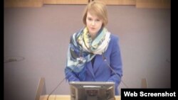 Заступниця міністра закордонних справ України Олена Зеркаль виступає на відкритті слухання позову проти Росії у трибуналі в Гамбурзі 10 травня 2019 року