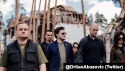 Crnogorski premijer Dritan Abazović u poseti ukrajinskom gradu Irpinu (Foto: Twitter/@DritanAbazovic)