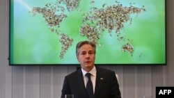 Держсекретар США Ентоні Блінкен виступає на тему харчової безпеки у Нью-Йорку 3 серпня 2023 року. Фото: ANGELA WEISS/AFP