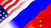 US Russia and China Flags