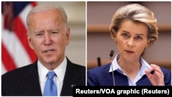 Ilustracija: američki predsednik Džozef Bajden i Ursula fon der Lajen - predsednica Evropske komisije