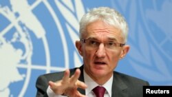 Le secrétaire général adjoint de l'ONU pour les Affaires humanitaires Mark Lowcock à Genève, Suisse, le 04 décembre 2018. 