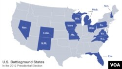 U.S. battleground states in the 2012 presidential election