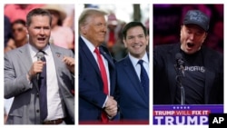 از راست به چپ: ایلن مسک، مارکو روبیو در کنار ترمپ و مایکل والتز