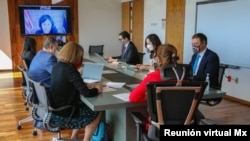 Instantánea de la reunión virtual realizada el 23 de marzo de 2021 entre representantes comerciales de EE. UU. y México. [Foto: Cortesía de la Secretaría de Economía de México]