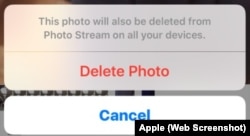 iPhone Photo Delete Confirmation