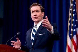 Pentagon spokesman John Kirby speaks at a briefing at the Pentagon in Washington, Jan. 31, 2022.