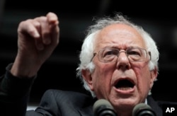 Democratic presidential candidate Sen. Bernie Sanders of Vermont speaks during a campaign rally in Louisville, Ky., May 3, 2016.