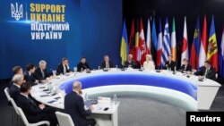 Press conference after 'Support Ukraine' summit marking the third anniversary of the Russian invasion, in Kyiv