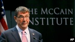 U.S. Secretary of Defense Ashton Carter spoke April 6 at Arizona State University about US-Asia policy. (AP Photo/Matt York)