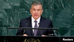 O'zbekiston Prezidenti Shavkat Mirziyoyev BMT minbarida, Nyu-York, AQSh, 19-sentabr, 2017-yil.