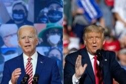 Rais Donald Trump (kulia) na Makamu wa Rais wa zamani Joe Biden