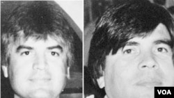 La foto de la Oficina del Procuraduría General de México muestra a Javier Arellano Félix, a la izquierda y su hermano Benjamín, ambos cabecillas del cártel que llevaba su apellido.