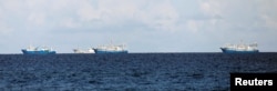 Chinese vessels are pictured in disputed South China Sea, April 21, 2017.
