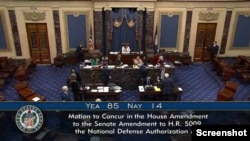 美國國會參議院星期三通過《2025財政年度國防授權法》。 (2024年12月18日，院會影片截圖)