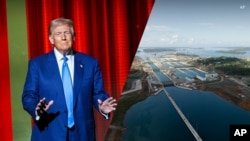 特朗普和巴拿马运河（美联社合成图片）