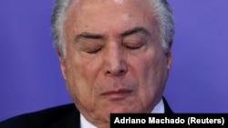 Presidente do Brasil, Michel Temer, numa cerimónia no Palácio do Planalto em Brasília. Brasil