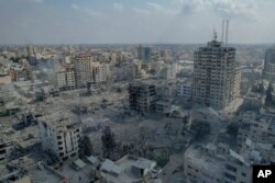 G'azo shahri markazida ham qator binolar Isroil hujumlaridan vayron bo'lgan