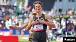 นิกกี ฮิลท์ซ ในการแข่งขันคัดตัวทีมชาติสหรัฐฯ กีฬาวิ่ง 1,500 เมตร ไปแข่งขันที่กีฬาโอลิมปิก กรุงปารีส ภาพถ่ายวันที่ 30 มิถุนายน 2024 (ที่มา: Kirby Lee-USA TODAY Sports)
