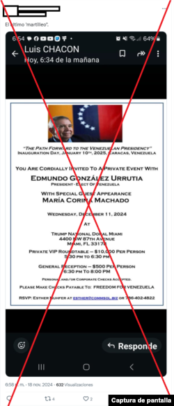 Captura de desinformación en X.