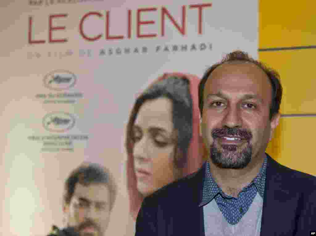 BEST FOREIGN FILM: THE SALESMAN, Iranian director Asghar Farhadi, who directed the film, did not attend the awards in protest over the U.S. travel ban on some countries. &nbsp;He's seen here at the film's premier in Paris, Oct. 10, 2016.