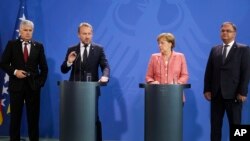 Konferencija za medije uoči sastanka članova Predsjedništva BiH sa njemačkom kancelarkom Angelom Merkel.