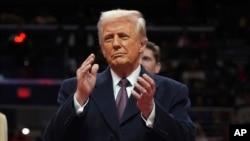 ประธานาธิบดีโดนัลด์ ทรัมป์ ที่สนามกีฬาแคปิตอล วัน อารีนา วันที่ 20 มกราคม 2025 (ที่มา: AP)