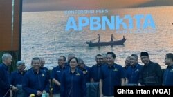 Menteri Keuangan Sri Mulyani Indrawati dalam konferensi pers APBN Kita di Jakarta, Rabu (11/12).
(Ghita Intan/VOA)