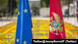 Zastave Evropske unije i Crne Gore (Foto: Twitter@JosepBorrellF)
