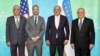 AQSh maxsus vakili Zalmay Halilzod, AQSh Xalqaro taraqqiyotni moliyalashtirish korporatsiyasi (DFC) bosh ijrochi direktori Adam Boler, O'zbekiston Tashqi ishlar vaziri Abdulaziz Komilov va Afg'oniston bo'yicha maxsus vakil Ismatilla Irgashev, Toshkent, 30-iyun, 2020