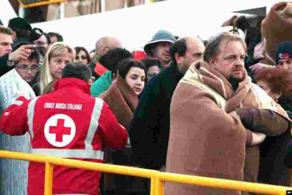 Passengers were taken to a ferry in nearby Porto Santo Stefano, Italy. (AP)
