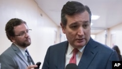 រូបឯកសារ៖ លោក​សមាជិក​ព្រឹទ្ធសភា ​​Ted Cruz នៃ​រដ្ឋ​តិចសាស និយាយជាមួយអ្នកសារព័ត៌មាន។