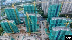 苏省淮安市正在兴建的住宅社区空拍图。(法新社：2024年10月17日)