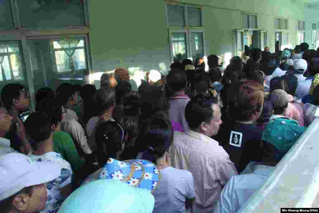 Voters lining up to vote in a polling station in Pyay Township. Nov. 8th, 2015