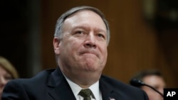 Mike Pompeo devant la commission des Affaires étrangères du Sénat américain, Washington, le 12 avril 2018.